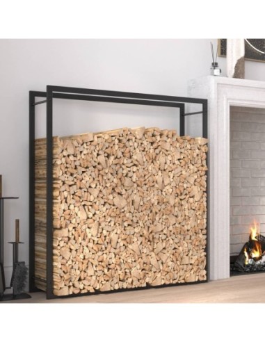 Стойка за дърва за огрев, черен мат, 110x28x116 см, стомана