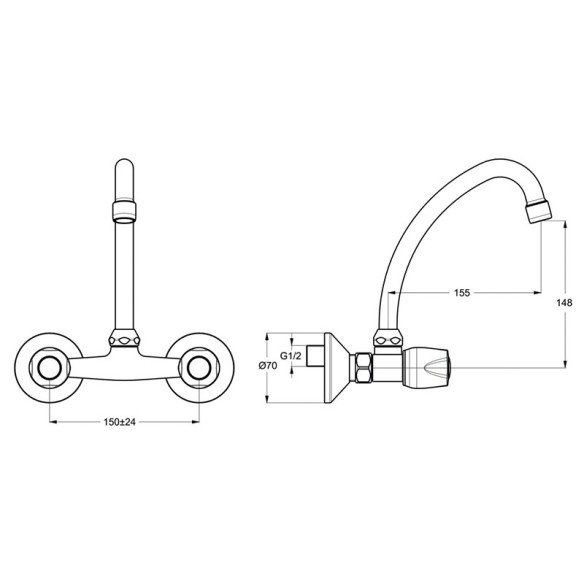 Стенен смесител за умивалник Iskar Vidima - 2