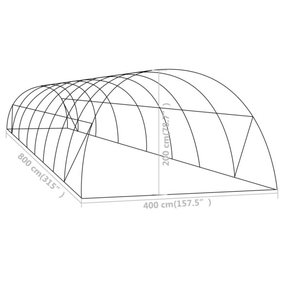 Оранжерия, 32 м², 8x4x2 м