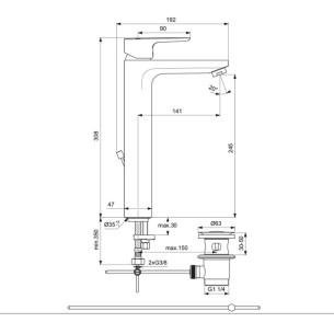 Стоящ смесител за умивалник с метален изпразн. Ceraplan III Vidima - 1 2