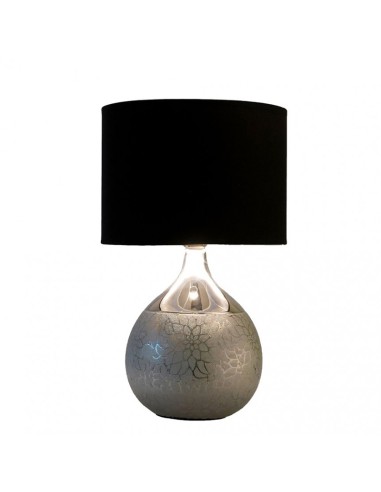 Настолна лампа Lux керамика сребърна основа+черна шапка Е27 LIGHTEX