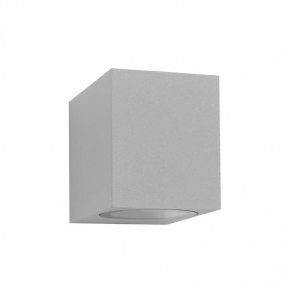 Фасаден осветител Cubo 1xGU10 IP54 мат. сребро LIGHTEX ➤ топ цена ➤ dshome.bg