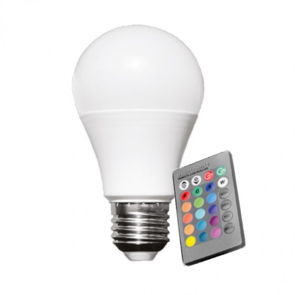 LED лампа 9 W A60 E27 RGB+3000 K с дистанционно LIGHTEX ➤ топ цена ➤ dshome.bg