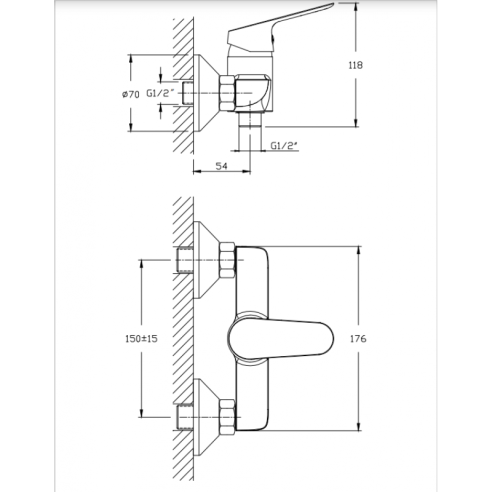 Стенен смесител за вана/душ Linni INTER CERAMIC ➤ топ цена ➤ dshome.bg