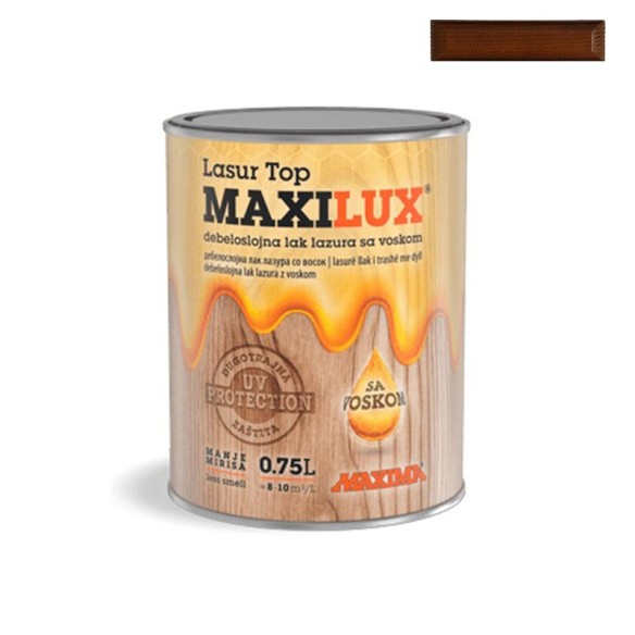 Алкиден лак за дърво Maxilux Lasur Top 04 орех 0.75 л MAXIMA ➤ топ цена ➤ dshome.bg