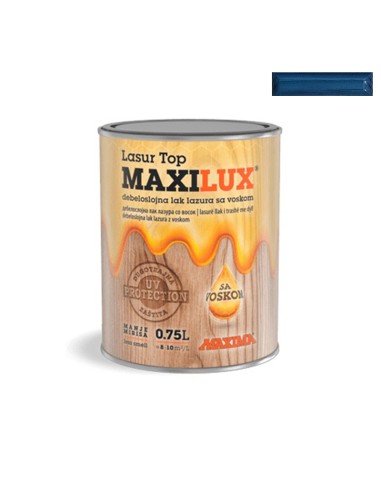 Алкиден лак за дърво Maxilux Lasur Top 20 син 0.75 л MAXIMA