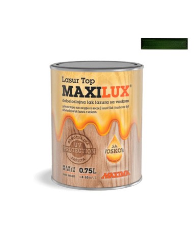Алкиден лак за дърво Maxilux Lasur Top 52 зелен 0.75 л MAXIMA