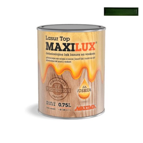 Алкиден лак за дърво Maxilux Lasur Top 52 зелен 0.75 л MAXIMA