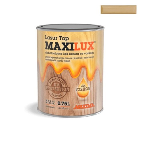 Алкиден лак за дърво Maxilux Lasur Top 01 безцветен 0.75 л MAXIMA