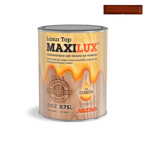 Алкиден лак за дърво Maxilux Lasur Top 07 махагон 0.75 л MAXIMA