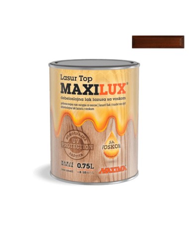 Алкиден лак за дърво Maxilux Lasur Top 09 палисандър 0.75 л MAXIMA