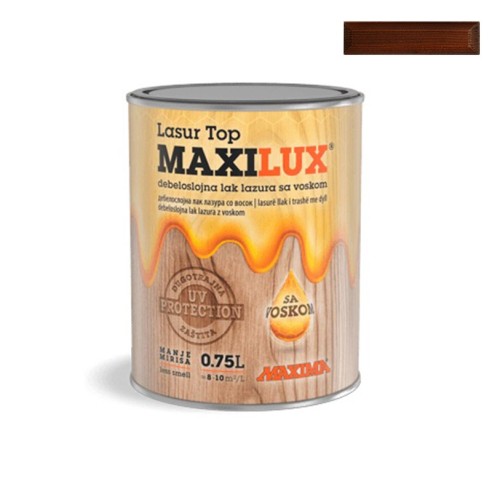 Алкиден лак за дърво Maxilux Lasur Top 09 палисандър 0.75 л MAXIMA