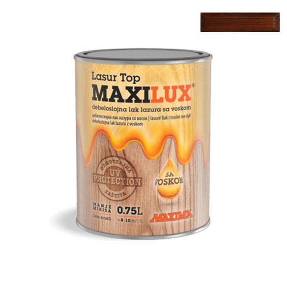 Алкиден лак за дърво Maxilux Lasur Top 09 палисандър 0.75 л MAXIMA ➤ топ цена ➤ dshome.bg
