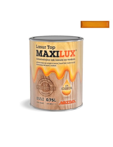 Алкиден лак за дърво Maxilux Lasur Top 25 ананас 0.75 л MAXIMA