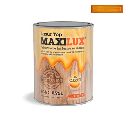 Алкиден лак за дърво Maxilux Lasur Top 25 ананас 0.75 л MAXIMA