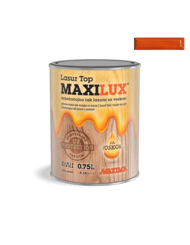 Алкиден лак за дърво Maxilux Lasur Top 50 лиственица 0.75 л MAXIMA