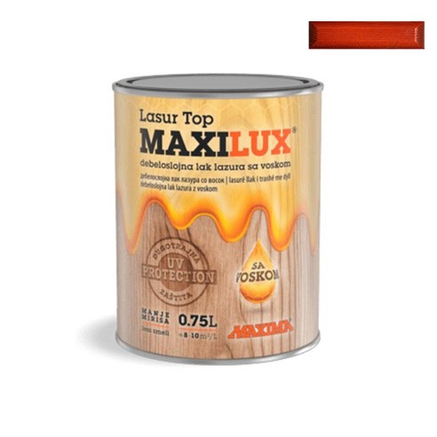 Алкиден лак за дърво Maxilux Lasur Top 89 череша 0.75 л MAXIMA