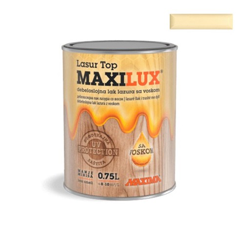 Алкиден лак за дърво Maxilux Lasur Top 99 бял 0.75 л MAXIMA