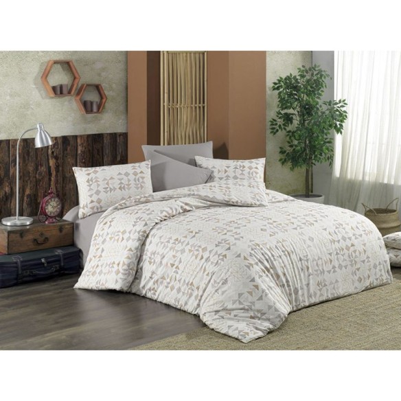 Единичен спален комплект 3 части 100% памук Геометрични фигури ZAMBAK ➤ топ цена ➤ dshome.bg