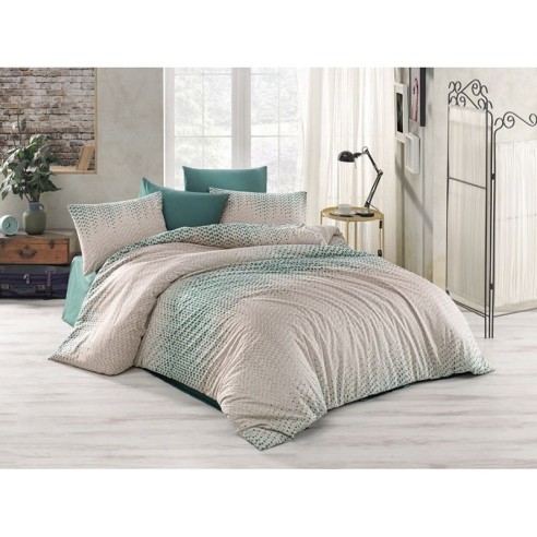 Единичен спален комплект 3 части 100% памук Зелени точки ZAMBAK ➤ топ цена ➤ dshome.bg