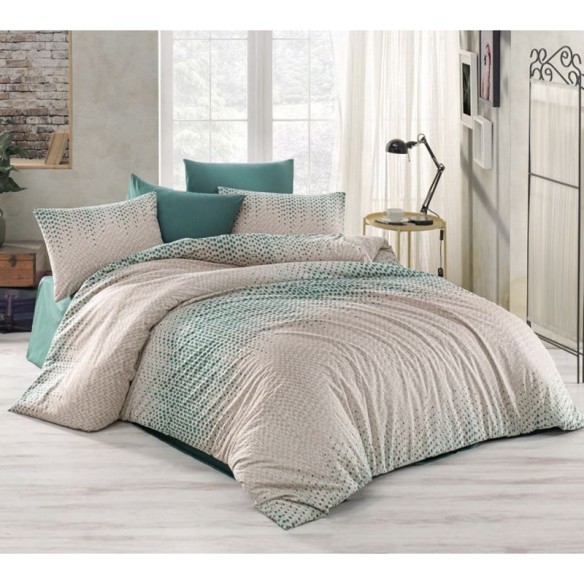 Единичен спален комплект 3 части 100% памук Зелени точки ZAMBAK ➤ топ цена ➤ dshome.bg