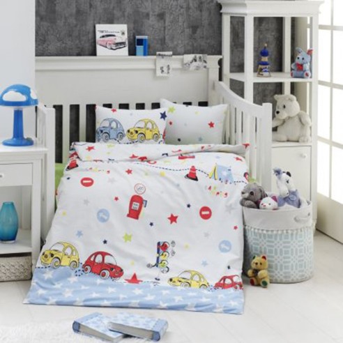 Спален комплект за бебе 4 части 100% памук Колички ZAMBAK ➤ топ цена ➤ dshome.bg