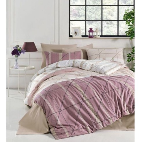 Двоен спален комплект 4 части 100% памук Квадрати ZAMBAK ➤ топ цена ➤ dshome.bg