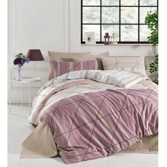 Двоен спален комплект 4 части 100% памук Квадрати ZAMBAK ➤ топ цена ➤ dshome.bg