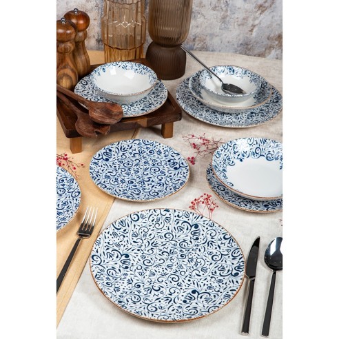 Порцеланов сервиз за хранене 24 части Сини шарки FARIKA ➤ топ цена ➤ dshome.bg