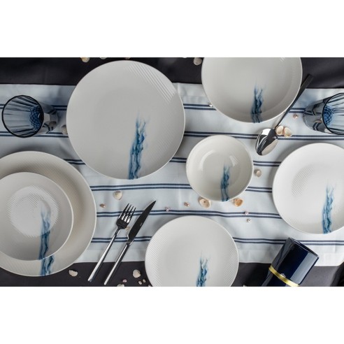 Порцеланов сервиз за хранене 24 части Морски вълни FARIKA ➤ топ цена ➤ dshome.bg