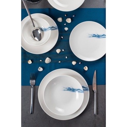Порцеланов сервиз за хранене 24 части Морски вълни FARIKA ➤ топ цена ➤ dshome.bg