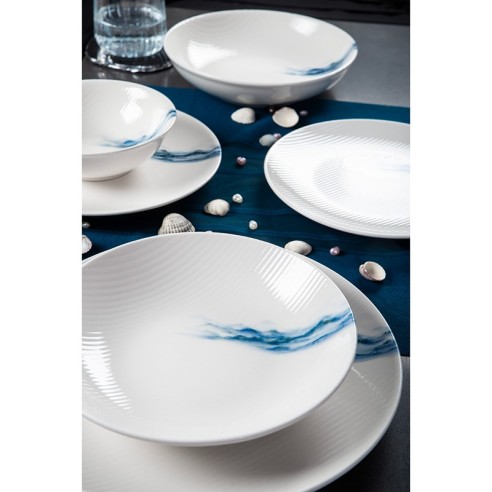 Порцеланов сервиз за хранене 24 части Морски вълни FARIKA ➤ топ цена ➤ dshome.bg