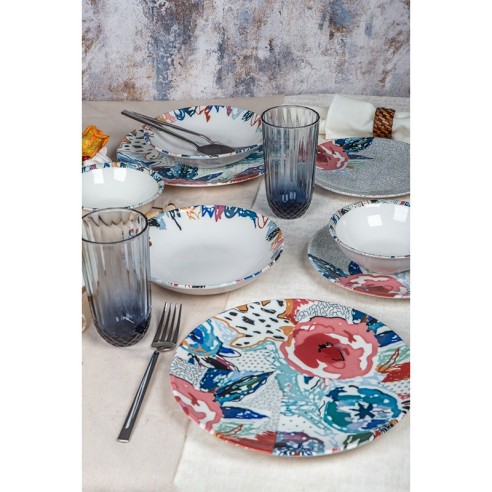 Порцеланов сервиз за хранене 24 части Макове FARIKA ➤ топ цена ➤ dshome.bg