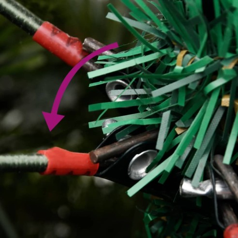 Коледна елха с LED и шишарки, зелена, 225 см, PVC и PE