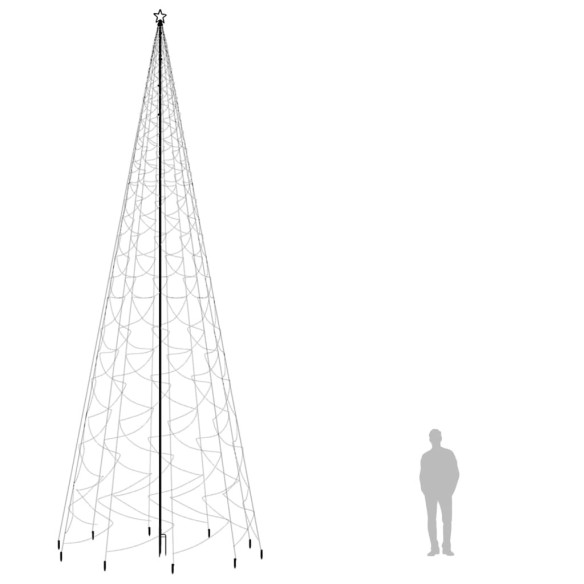 Коледна елха с шип, студено бяла, 3000 LED, 800 см