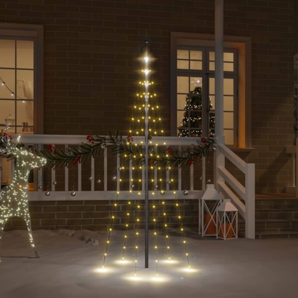 Коледна елха на флагщок, топло бяло, 108 LED, 180 см