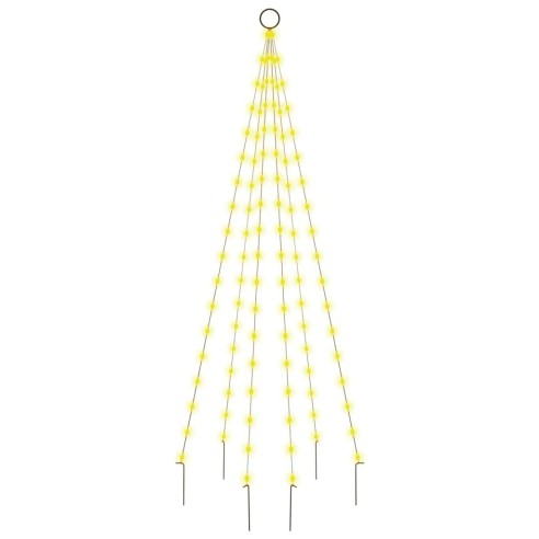 Коледна елха на флагщок, топло бяло, 108 LED, 180 см