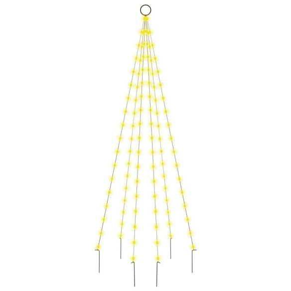 Коледна елха на флагщок, топло бяло, 108 LED, 180 см