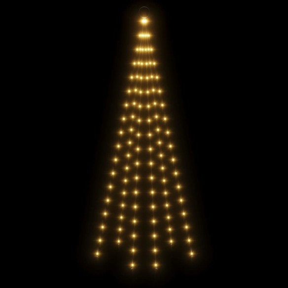 Коледна елха на флагщок, топло бяло, 108 LED, 180 см