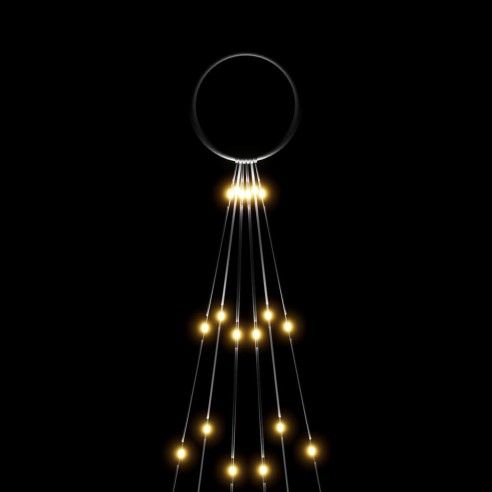 Коледна елха на флагщок, топло бяло, 108 LED, 180 см