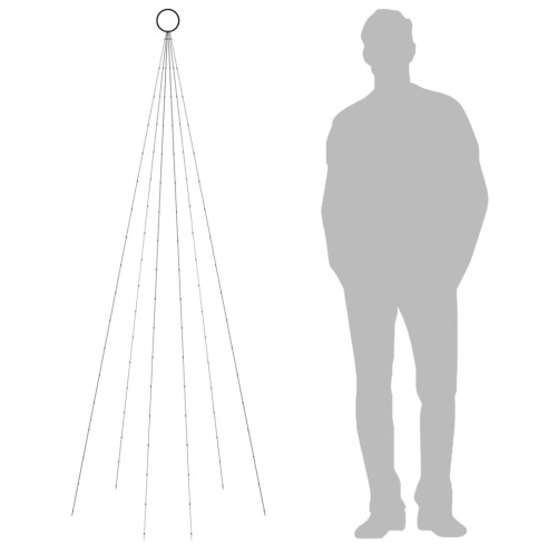 Коледна елха на флагщок, топло бяло, 108 LED, 180 см