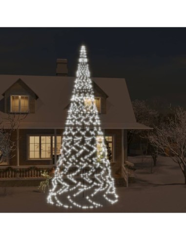 Коледна елха на флагщок, студено бяло, 3000 LED, 800 см