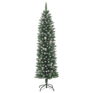 Изкуствена тънка коледна елха със стойка, 180 см, PVC 2