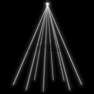 Светеща коледна елха закрито/открито 1300 LED студено бяла 8 м 2