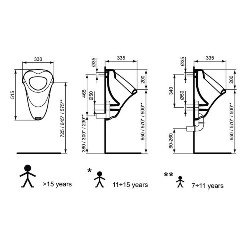 Писоар скрит монтаж бял цвят Vidima - 2