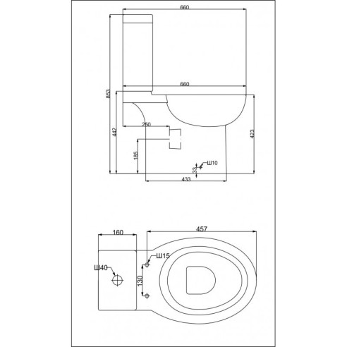 Моноблок задно оттичане със седалка Арен 66х36,3х85,3см INTER CERAMIC - 2