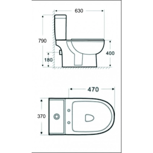 Моноблок задно оттичане със седалка 66х38,5х78,5см INTER CERAMIC - 3