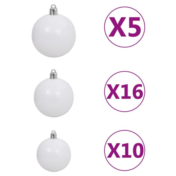 Изкуствена кавказка ела с LED и комплект топки зелена 240 см