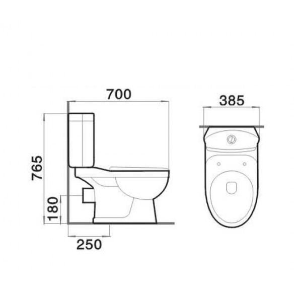 Моноблок долно оттичане със седалка и биде 70х40х76см INTER CERAMIC - 3
