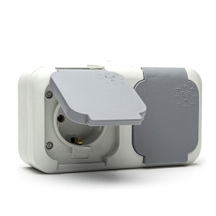 Контакт двоен шуко ЕВРО сив 16 A - 1